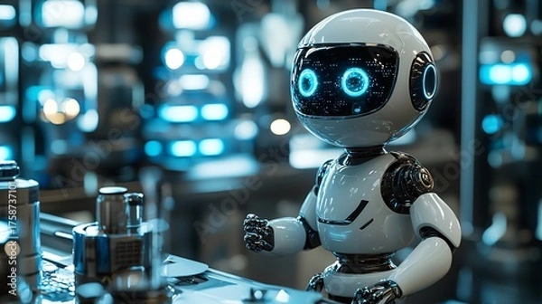 Fototapeta Future technology robots in the laboratory