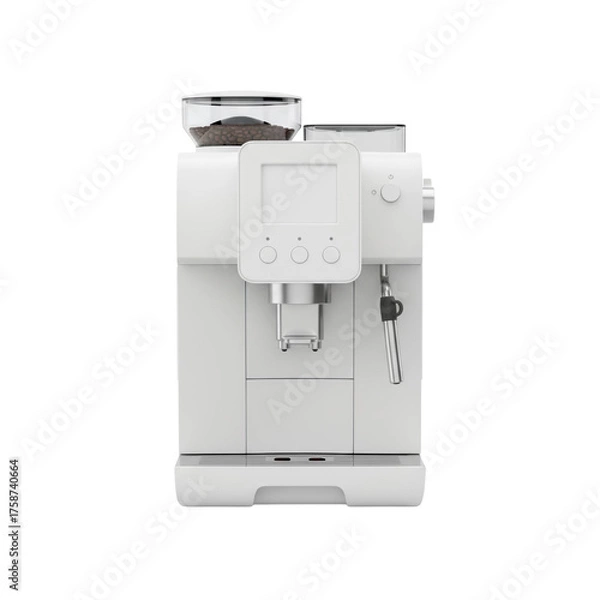 Fototapeta Modern white automatic coffee machine with display screen