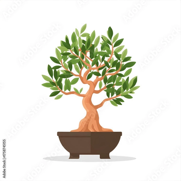 Fototapeta Artfully pruned bonsai tree in a simple ceramic pot, representing nature and tranquility