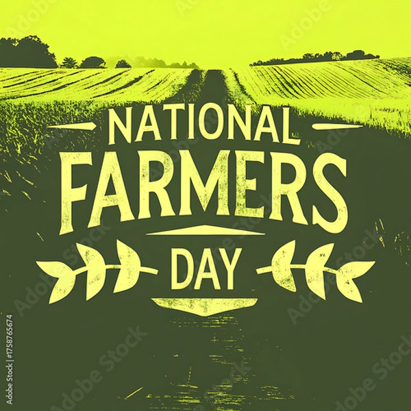Fototapeta National farmers day graphic with yellow and green color scheme