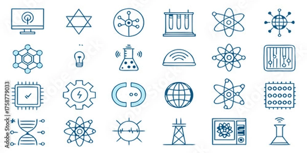 Fototapeta The collection of quantum computing solid icon vectors illustration