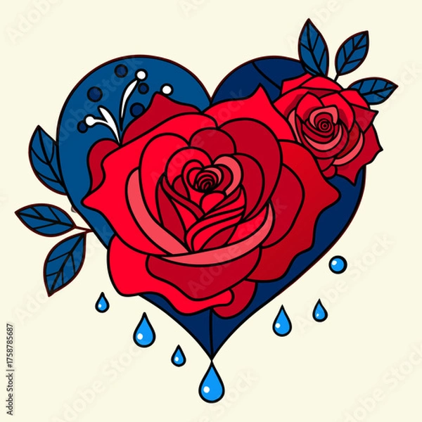 Fototapeta heart with roses, Eps file. 