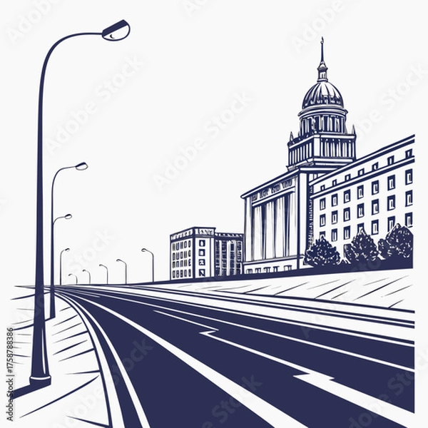 Obraz White urban road vector on white background