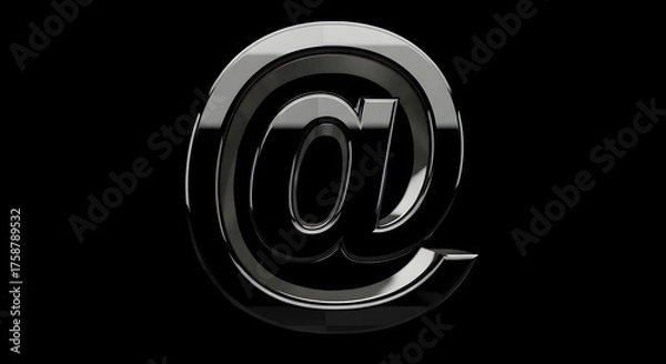 Fototapeta Striking 3d metallic at symbol emoji for email and online communication concepts