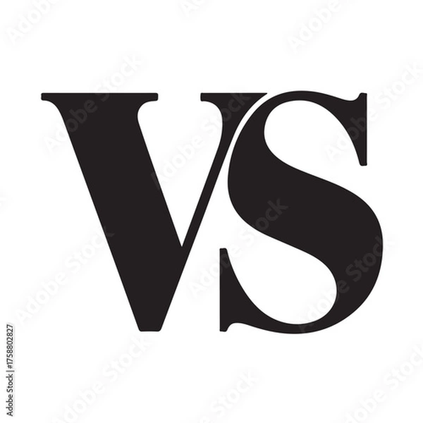 Obraz VS Logo Silhouette Design – Minimalist Letter Mark Symbol for Branding and Sports Emblem