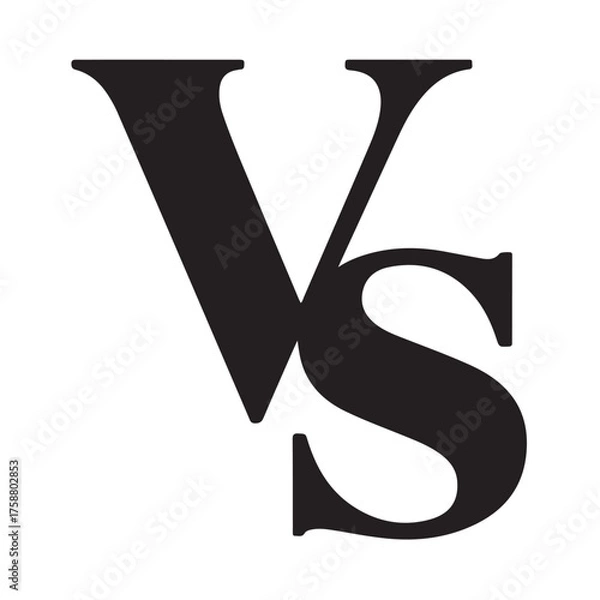 Obraz VS Logo Silhouette Design – Minimalist Letter Mark Symbol for Branding and Sports Emblem