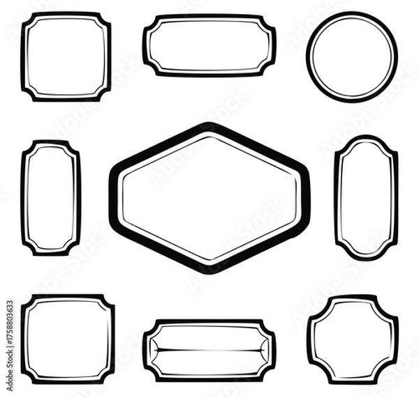 Fototapeta This set of vintage vector frames and labels is a gold collection for a blank sticker badge design