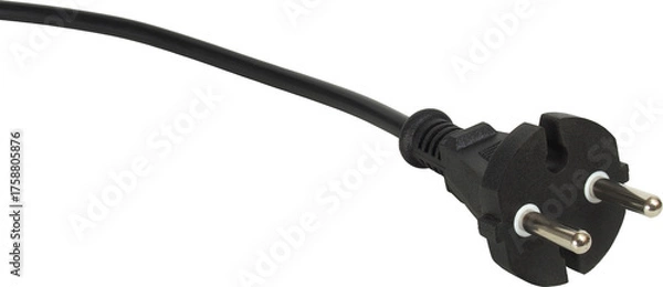 Obraz Black electric plug isolated on white background