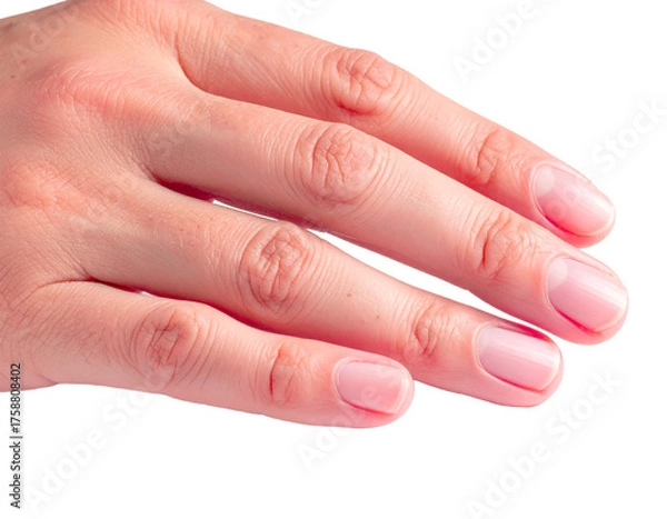 Obraz Back of Male Hand PNG – Dorsal View of Caucasian Middle-Aged Man on Transparent Background