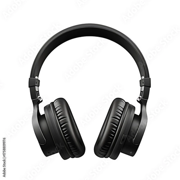 Fototapeta Black over ear headphones isolated on transparent background