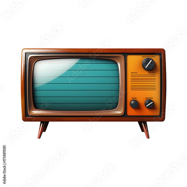 Fototapeta Vintage television set isolated on transparent background