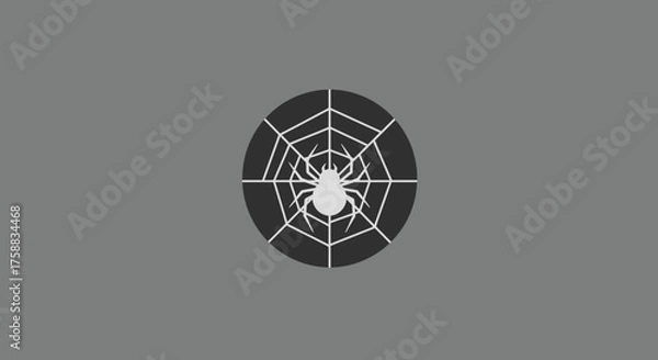 Fototapeta Stylized spider and web logo design for Halloween or tech cybersecurity concept