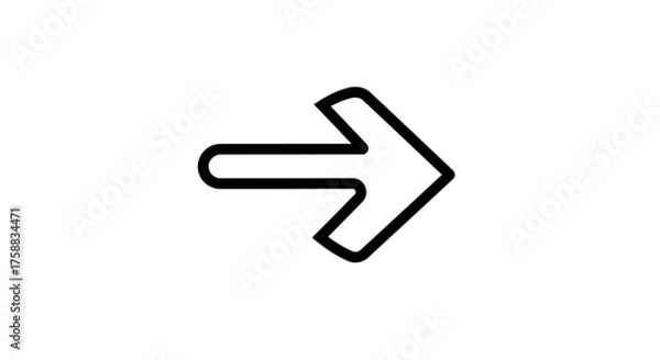Fototapeta Stylized Right Arrow Symbol with Bold Outline on a Clean White Background