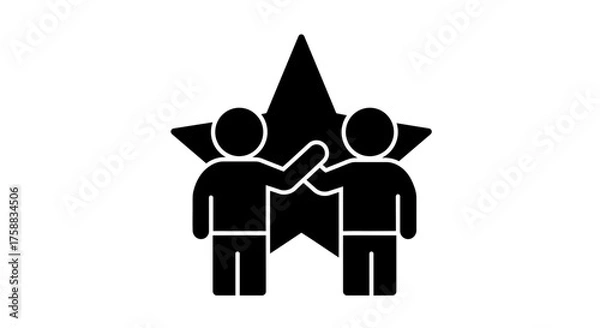 Fototapeta Successful team collaboration with high five gesture against a star backdrop