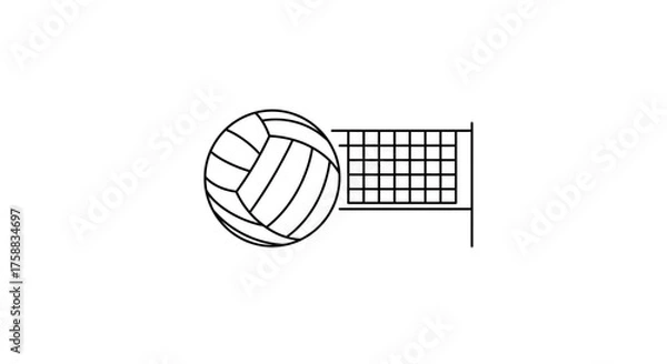 Fototapeta Volleyball and Net Line Art: A Simple Sports Illustration for Design Projects