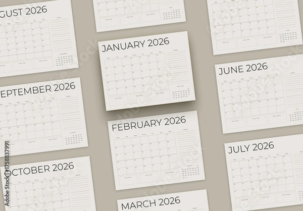 Obraz Minimal 2026 Calendar Layout