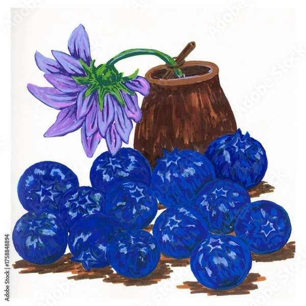 Obraz Blueberry with flower