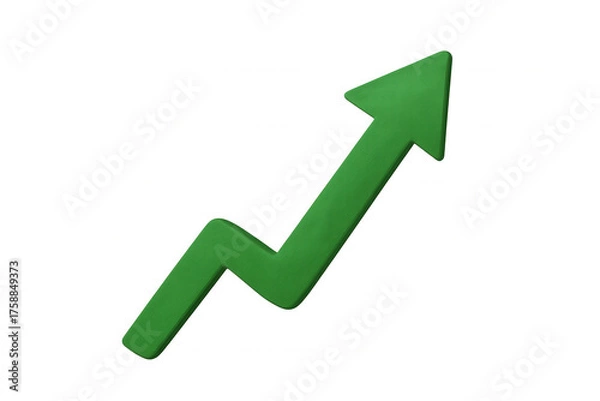 Obraz Green ascending chart arrow showing growth, success, finance, business profit, market progress, and increasing statistics