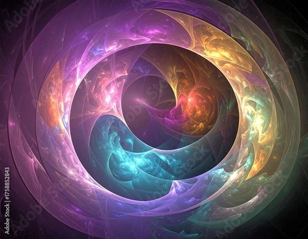 Fototapeta Swirling abstract artwork with a spiral of vibrant colors