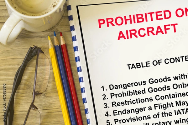 Fototapeta Prohibited goods onboarding a flight concept