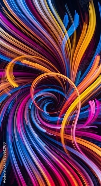 Fototapeta A vibrant swirl of colorful lines creates a dynamic and mesmerizing abstract design.