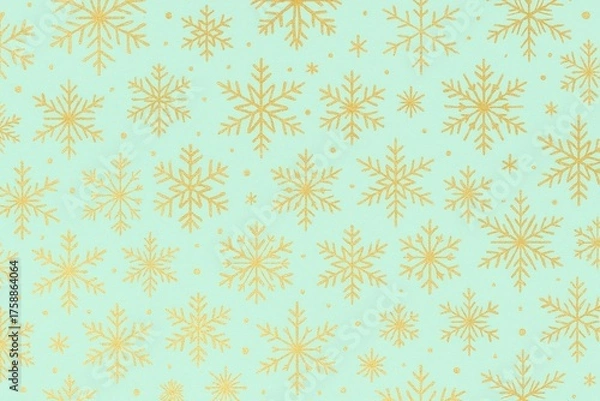 Fototapeta Elegant gold snowflake pattern background