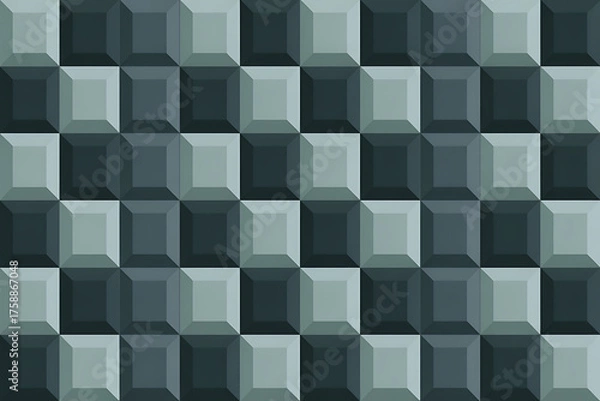 Obraz Geometric pattern of interlocking cubes creates an optical illusion, depth, and dimensional texture.