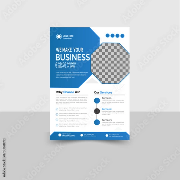 Fototapeta Title: Simple, clean and modern A4 size business corporate promotional flyer vector design template. 