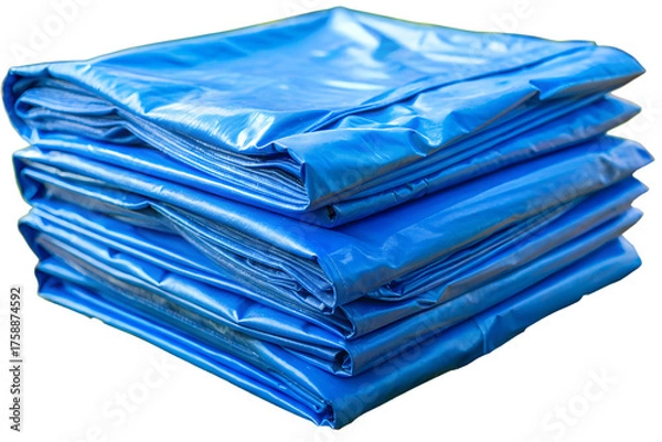 Obraz Stack of Folded Blue Tarps Durable Protection for Covering and Securing Objects