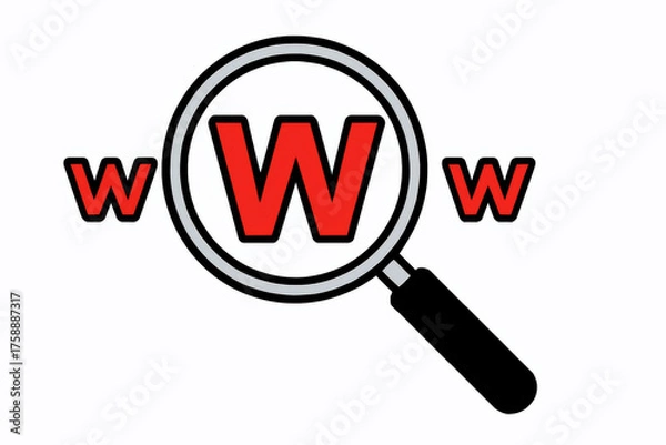 Obraz Illustration of magnifying glass with www text isolated on white background