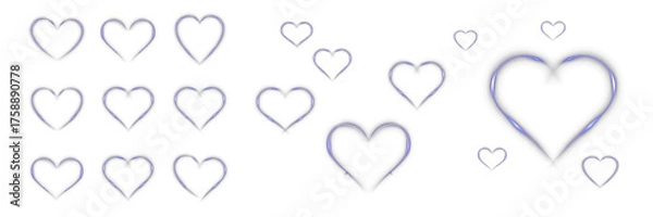 Obraz Vibrant purple heart with neon glow and light reflections. Romantic luminous design for Valentine’s Day, love backgrounds, and transparent PNG overlays.