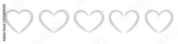 Fototapeta Bright white glowing heart with soft shine and sparkle effect. Light line frame isolated on transparent background for romantic, wedding, and elegant design projects.