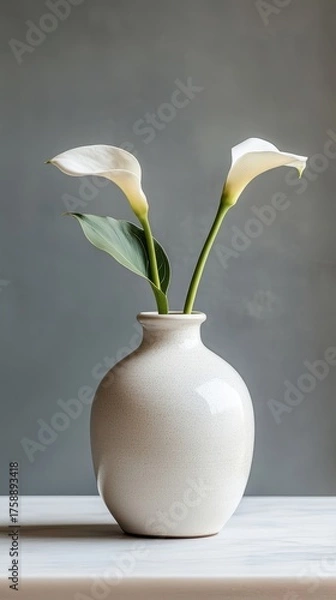 Fototapeta Two White Calla Lilies in Vase