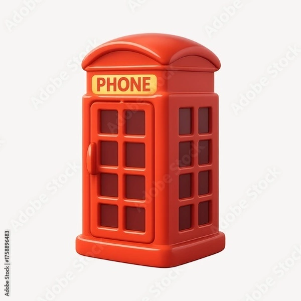 Fototapeta Iconic red phone booth illustration.
