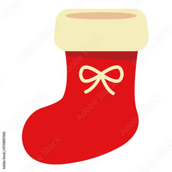Fototapeta Christmas Socks. Winter Stocking with Holiday, Xmas Element. Red Santa Stocking. Vector Illustration