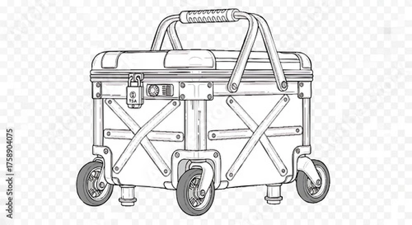 Fototapeta Collapsible Rolling Cooler Box with Handle and Wheels.