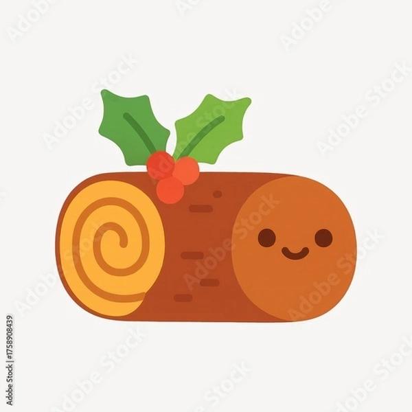Fototapeta Cute festive Yule log illustration.