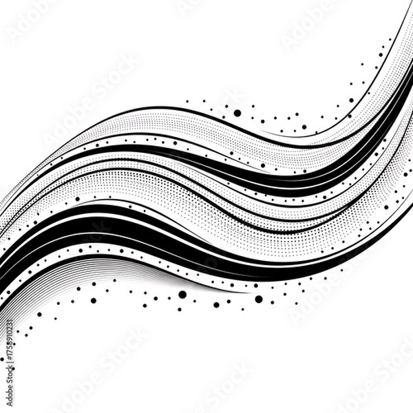 Obraz Abstract Black and White Wave Design.