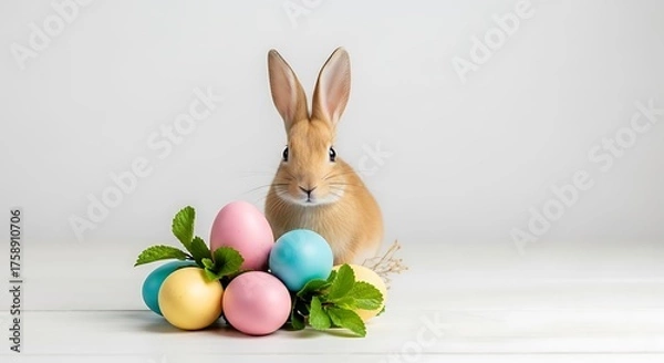 Obraz Easter Bunny with Colorful Eggs.