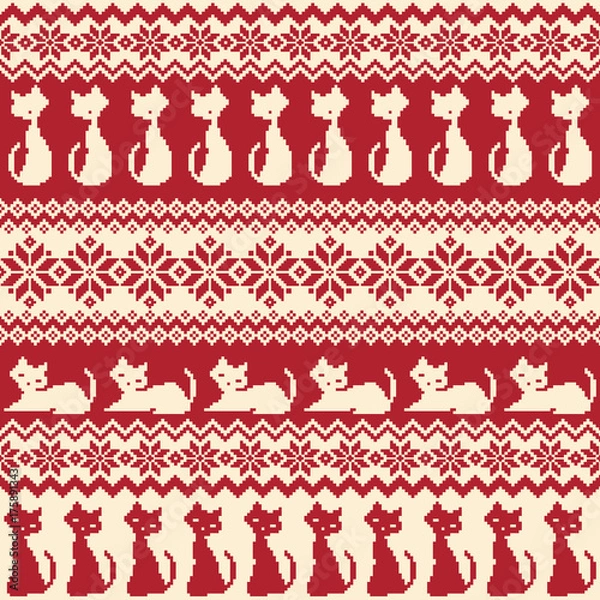 Fototapeta ネコのノルディック柄,