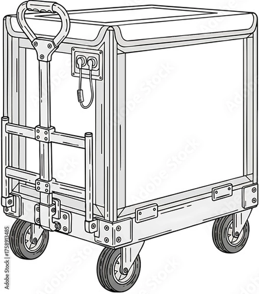 Fototapeta Line Art Illustration of a Rolling Flight Case.