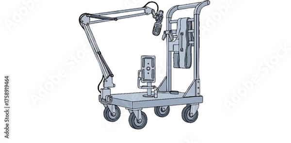 Fototapeta Medical Equipment Cart with Articulating Arm and Wheels.