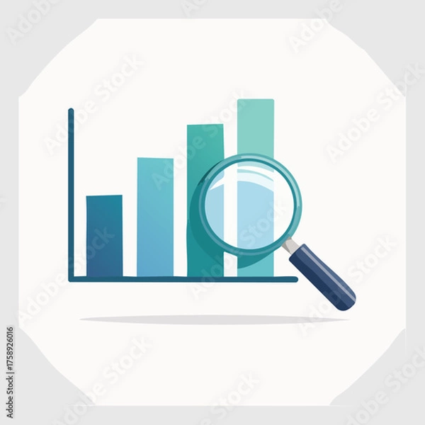 Obraz Analyzing Business Growth with Magnifying Glass and Chart