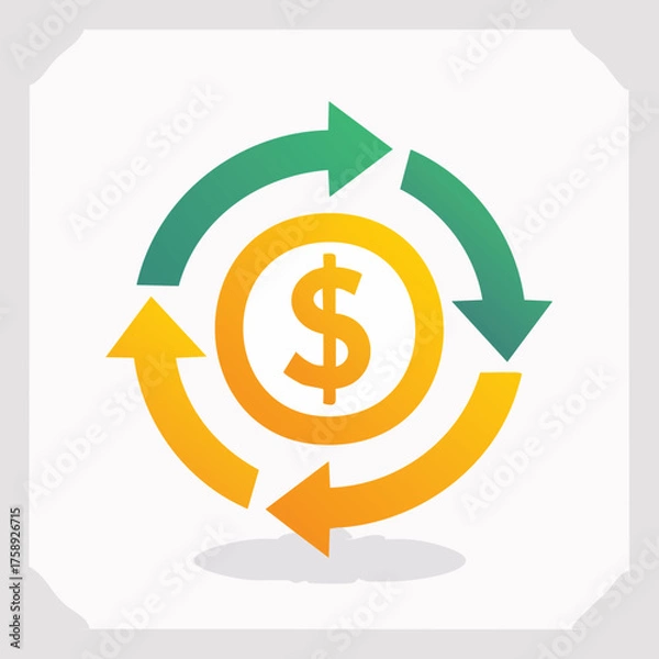 Obraz Financial Cycle Concept with Dollar Sign and Arrows