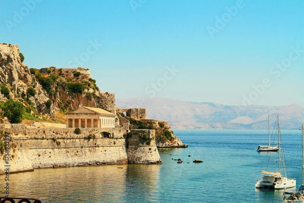 Fototapeta Panotamic view of Old Fortress Paleo Frourio and Saint George's