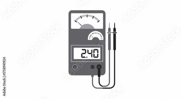 Obraz Digital Multimeter with Analog Meter and Test Leads.