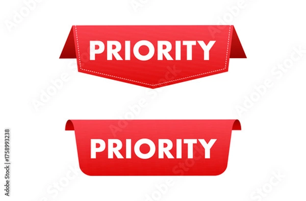 Fototapeta Red priority banner or label tagging important message