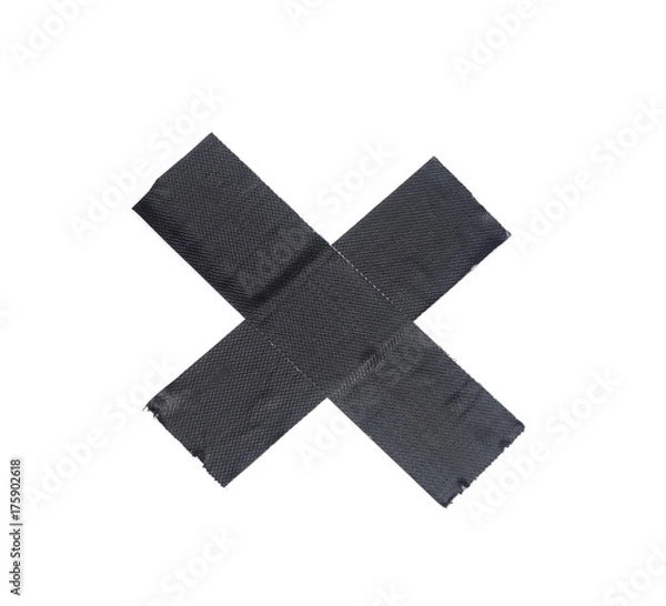 Fototapeta Duct tape or duck tape torn strips of isolated elements of strong adhesive material used in packaging boxes or repairing or fixing broken things .