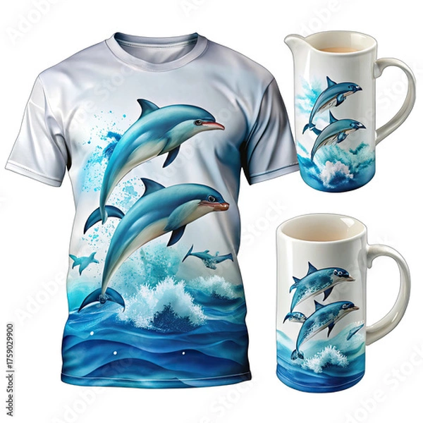 Obraz blue tea cup with teapot