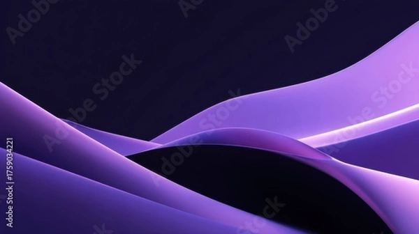 Fototapeta Abstract Purple Waves on Dark Background, Flowing Lines and Curves, Ethereal Design, Sophisticated Visuals, Modern Digital Art for Backgrounds